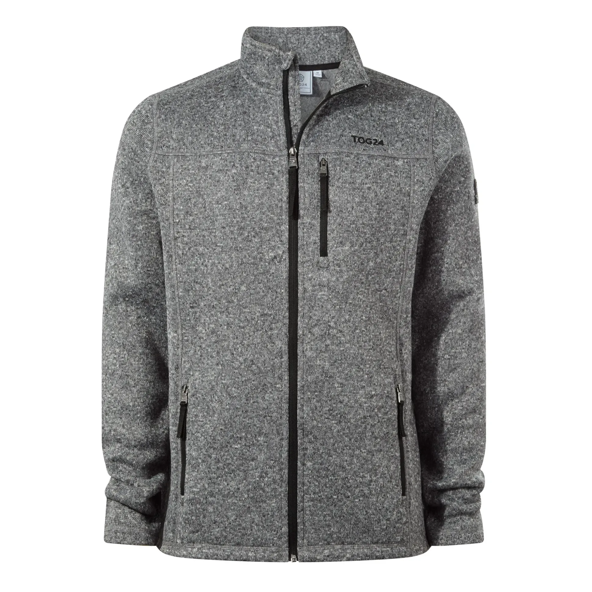 Cresswell Mens Knitlook Fleece Jacket - Dark Grey Marl
