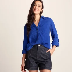 Cruise Womens Long Sleeve 100% Cotton Shirt - Ultramarine Blue
