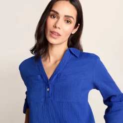Cruise Womens Long Sleeve 100% Cotton Shirt - Ultramarine Blue