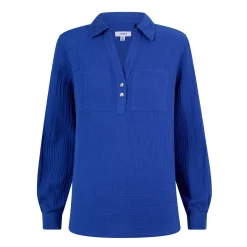 Cruise Womens Long Sleeve 100% Cotton Shirt - Ultramarine Blue