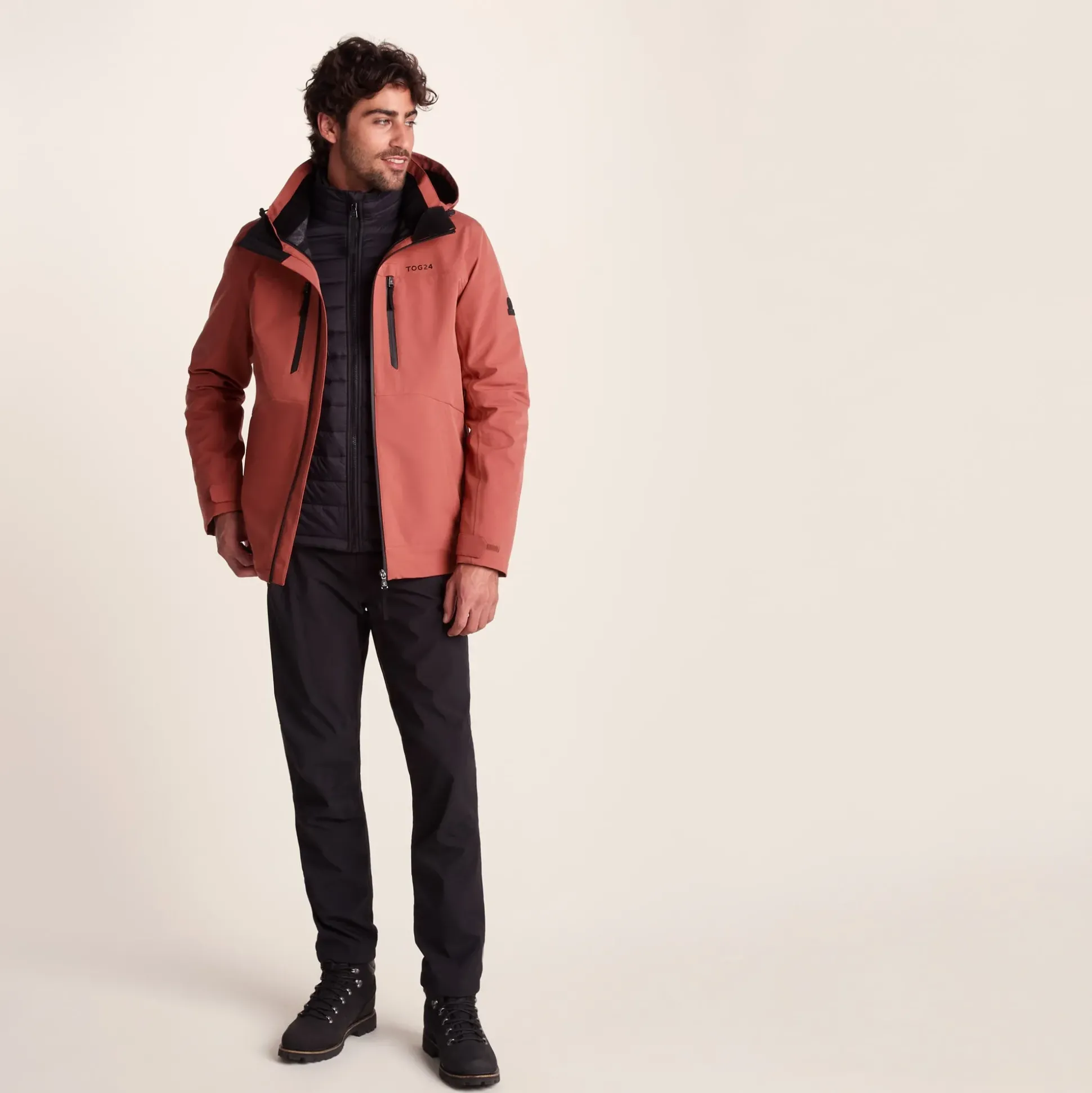 Denton Mens 3-in-1 Waterproof Jacket - Clay