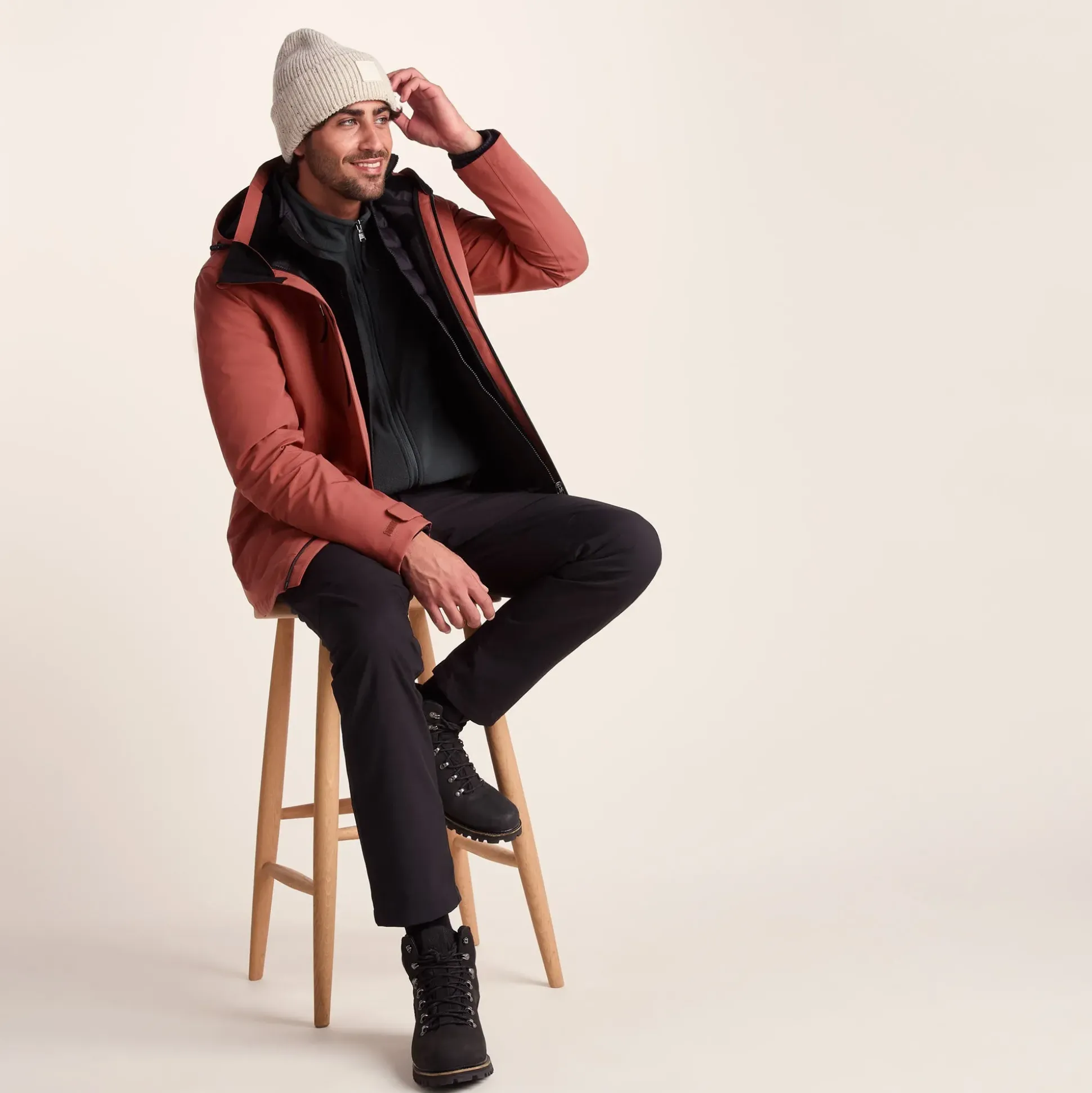 Denton Mens 3-in-1 Waterproof Jacket - Clay