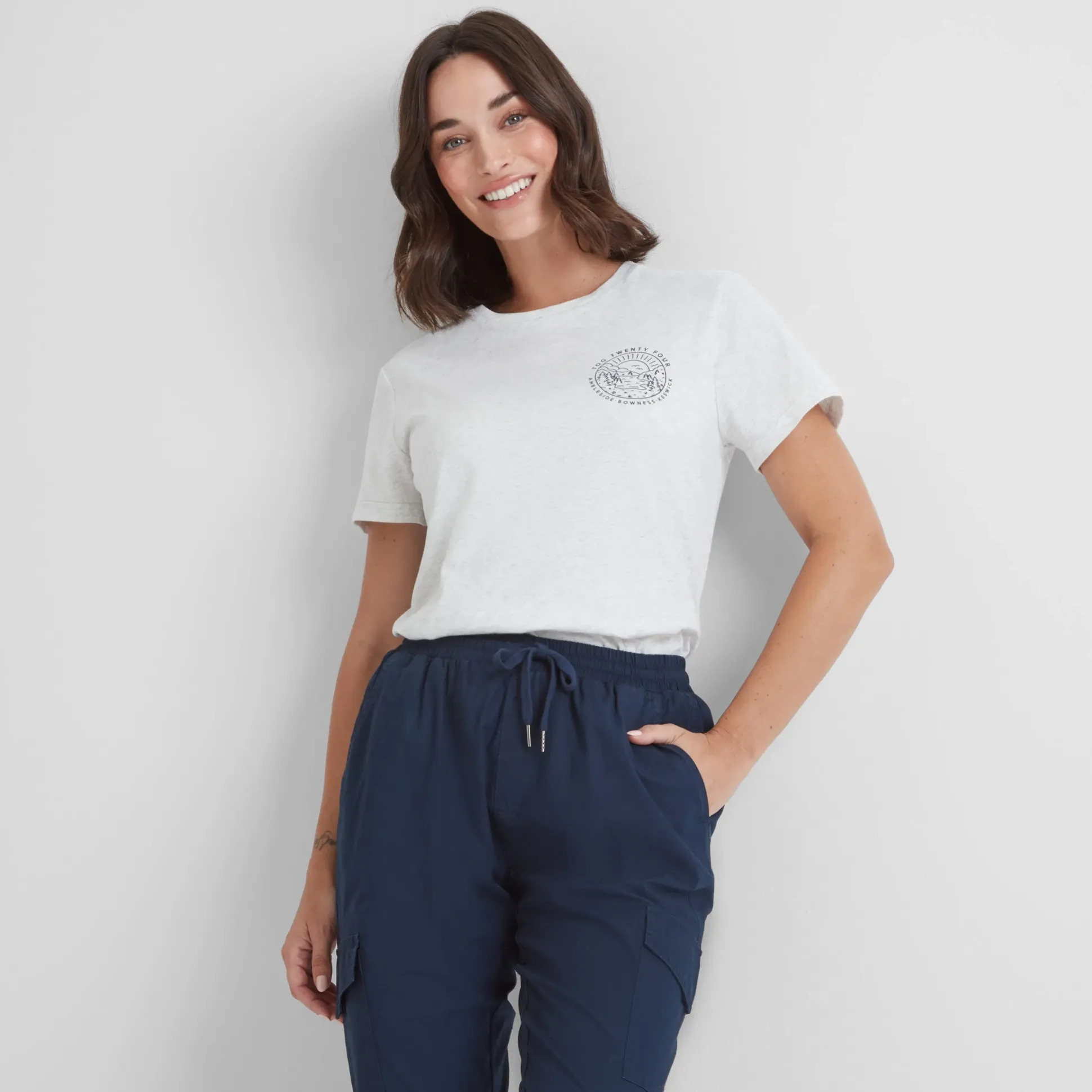District Womens 100% Cotton Supersoft T-Shirt - Ice Grey Marl