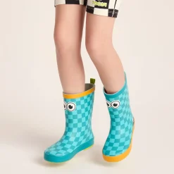 Dorper Kids Shaun the Sheep Wellies - Spearmint/Bubblegum Checkerboard