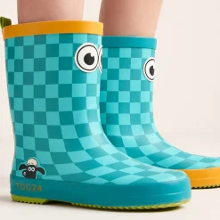 Dorper Kids Shaun the Sheep Wellies - Spearmint/Bubblegum Checkerboard