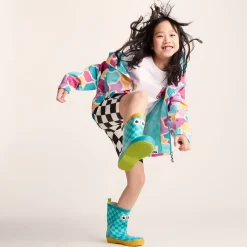 Dorper Kids Shaun the Sheep Wellies - Spearmint/Bubblegum Checkerboard