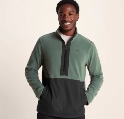 Dowson Mens Relaxed Fit Microfleece Zip Neck - Black/Light Forest