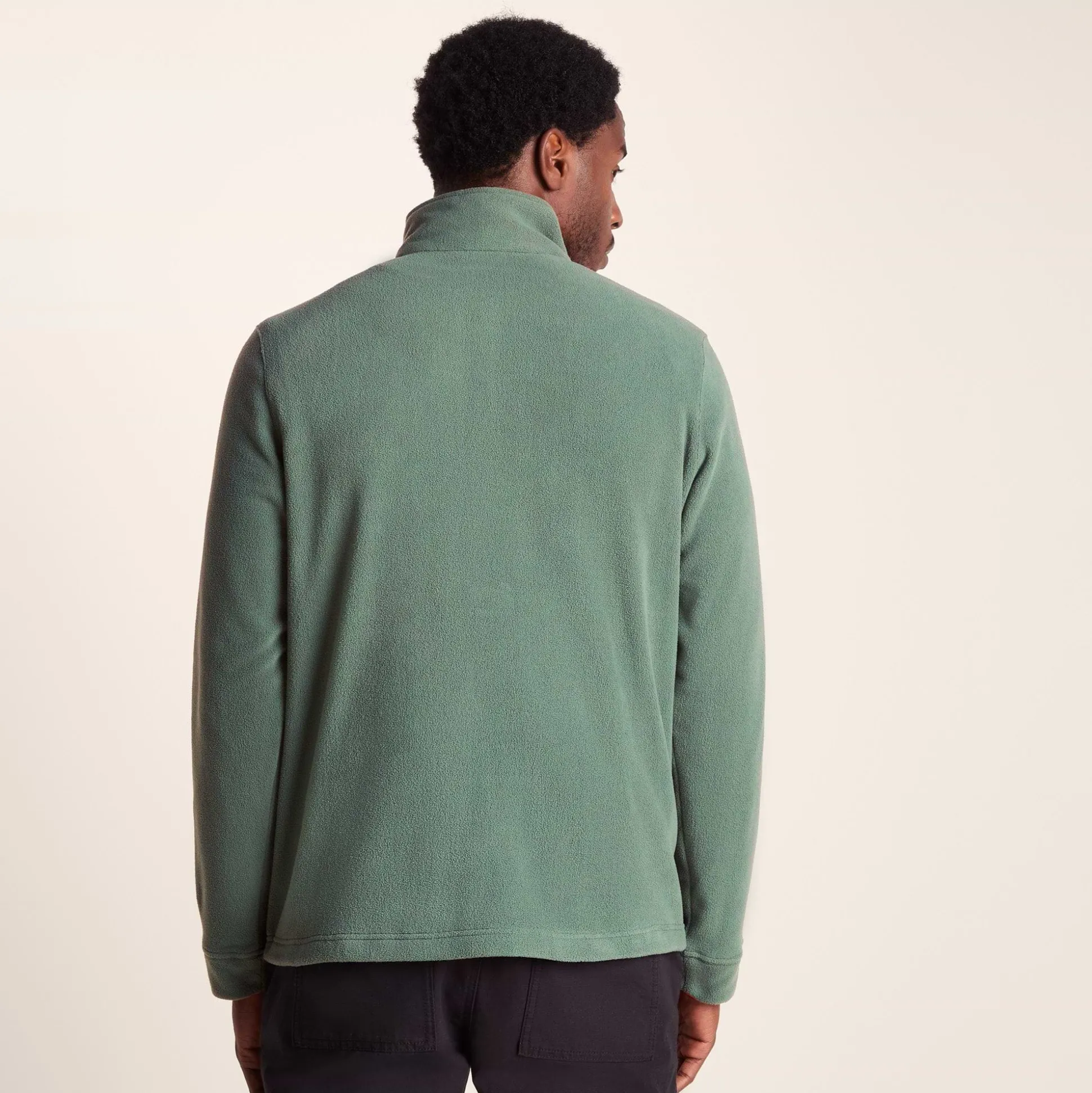 Dowson Mens Relaxed Fit Microfleece Zip Neck - Black/Light Forest