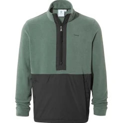 Dowson Mens Relaxed Fit Microfleece Zip Neck - Black/Light Forest