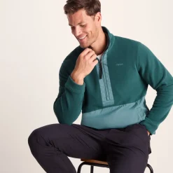 Dowson Mens Relaxed Fit Microfleece Zip Neck - Hydro Blue/Dark Turquoise