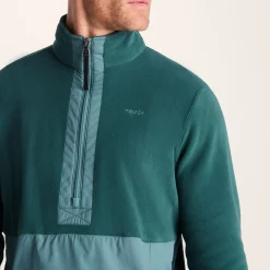 Dowson Mens Relaxed Fit Microfleece Zip Neck - Hydro Blue/Dark Turquoise
