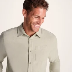 Draper Mens Long Sleeve Cotton Herringbone Shirt - Hazelnut