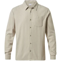 Draper Mens Long Sleeve Cotton Herringbone Shirt - Hazelnut