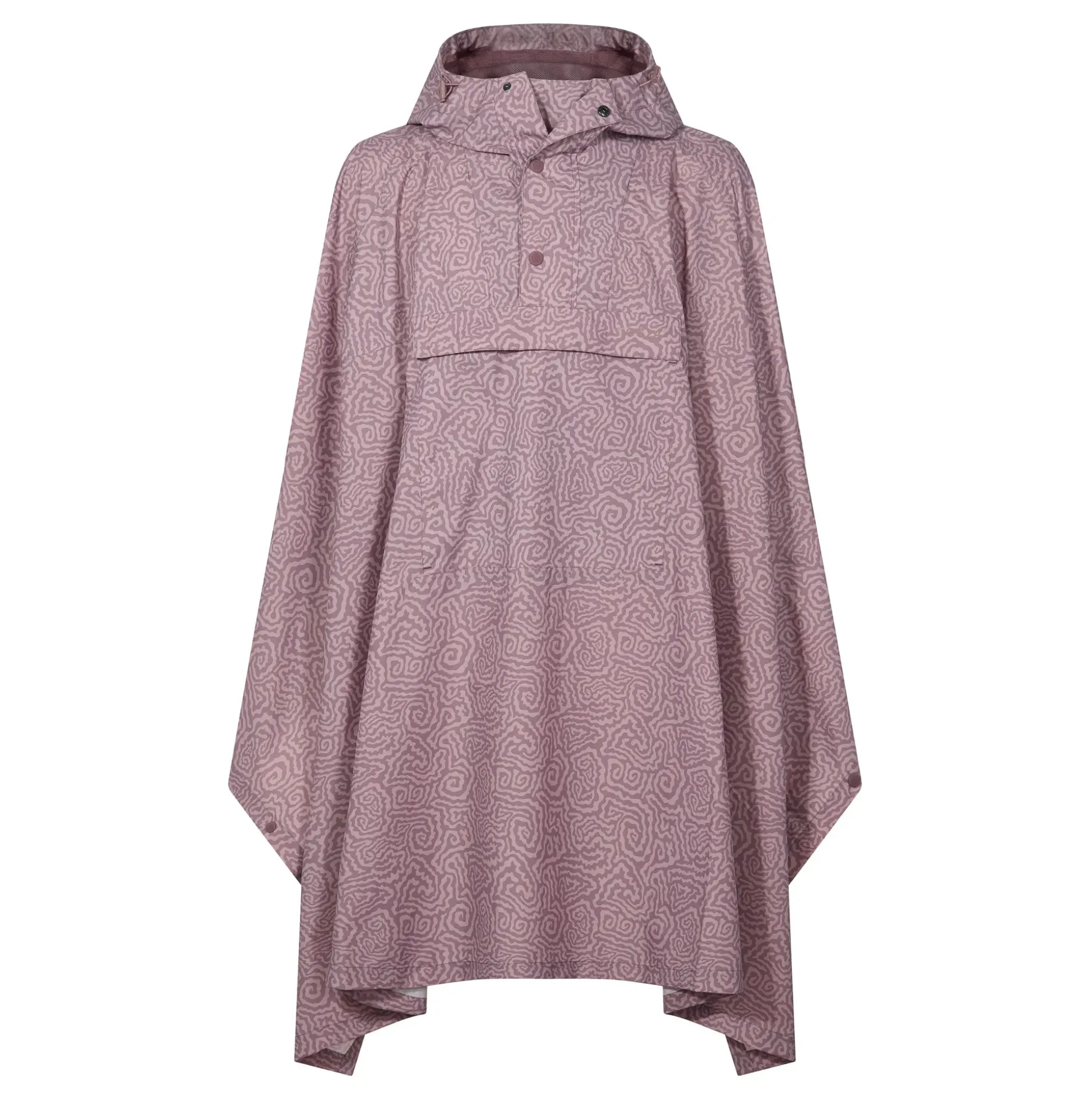 Drench Unisex Waterproof Poncho - Dusky Pink Wiggle Print