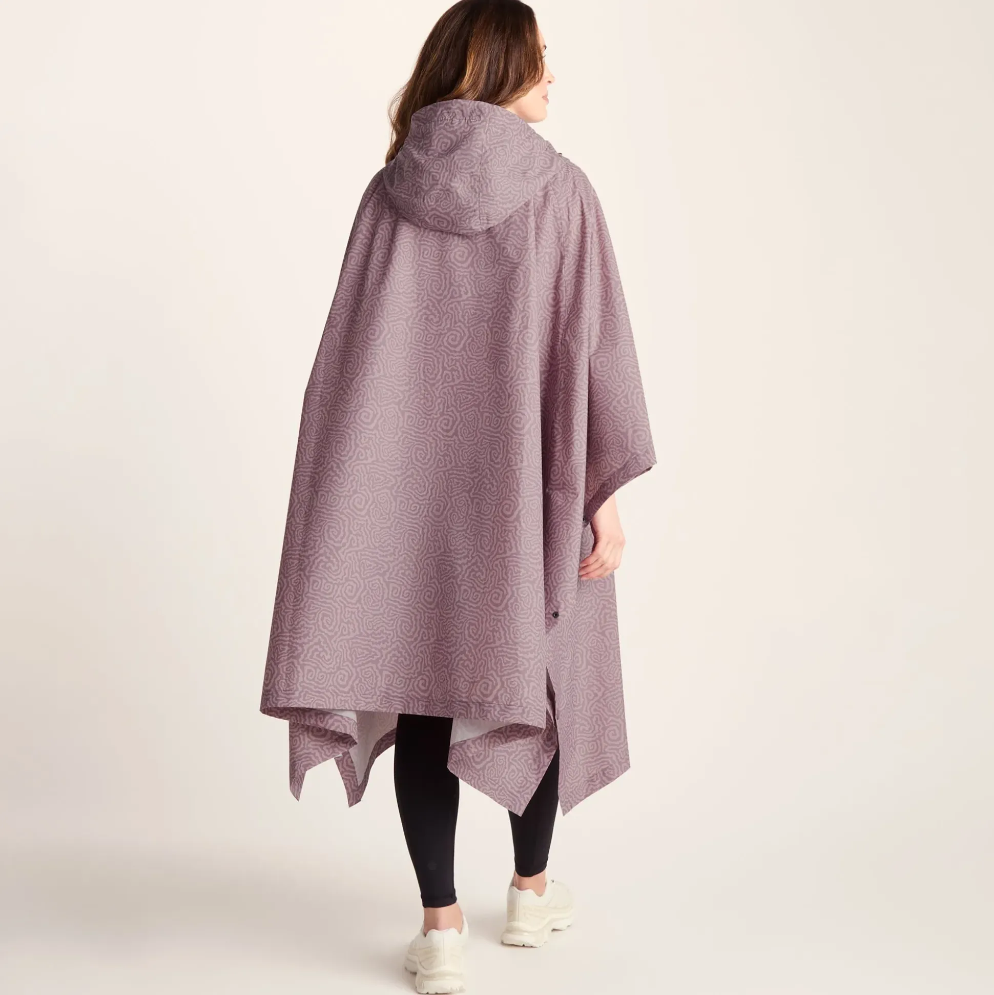Drench Unisex Waterproof Poncho - Dusky Pink Wiggle Print