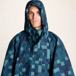 Drench Unisex Waterproof Poncho - Blue Pixel Print