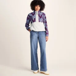 Eden Womens Relaxed Fit Microfleece Zip Neck - Smokey Blue Print