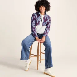 Eden Womens Relaxed Fit Microfleece Zip Neck - Smokey Blue Print