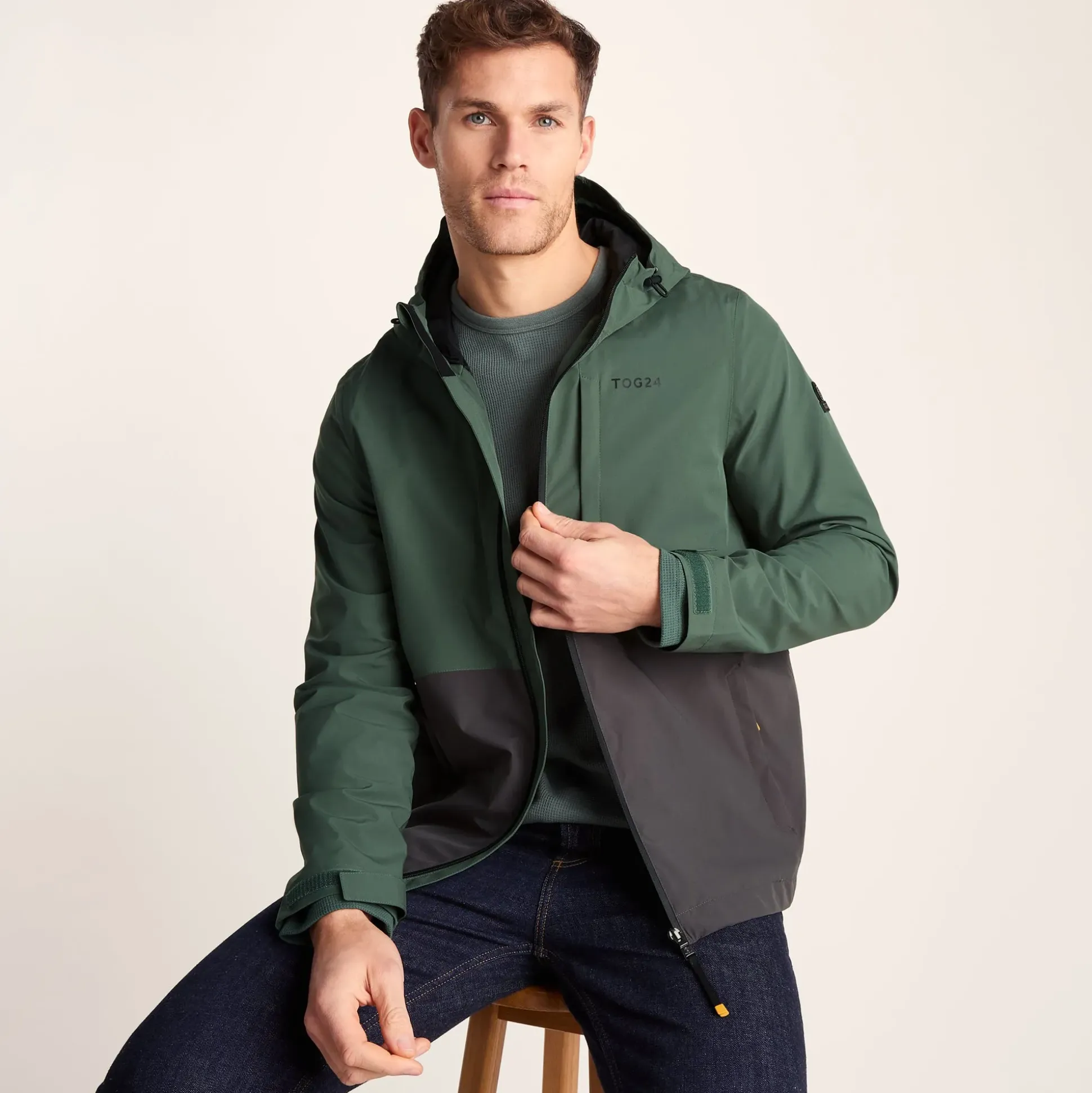 Ellon Mens Waterproof Jacket - Deep Slate/Light Forest