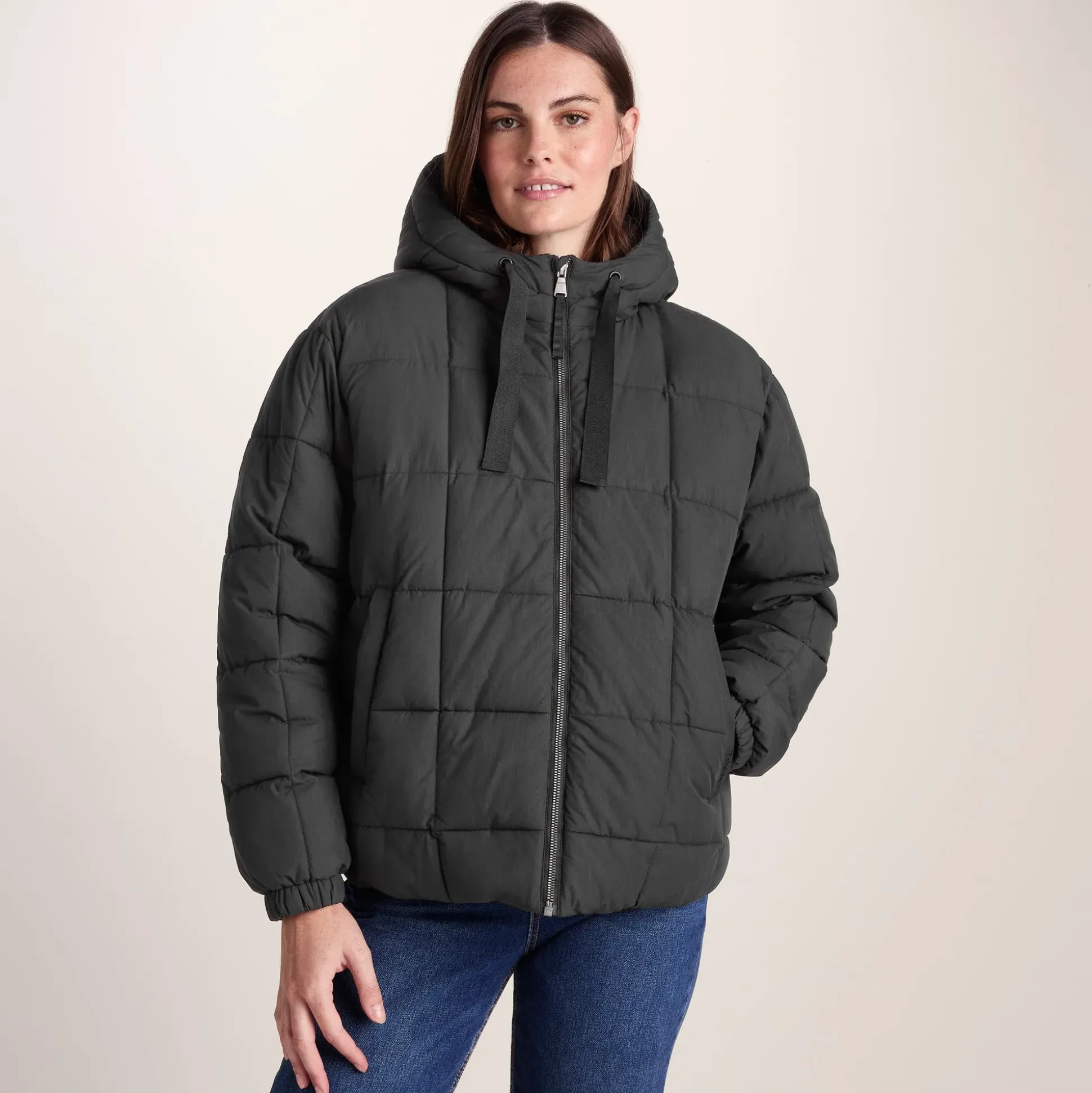 Else Womens Oversized Shower Resistant Heavy Padded Jacket - Black