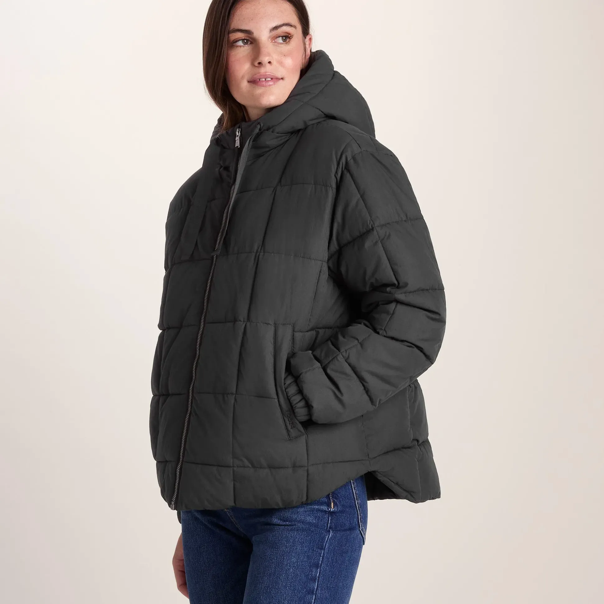 Else Womens Oversized Shower Resistant Heavy Padded Jacket - Black