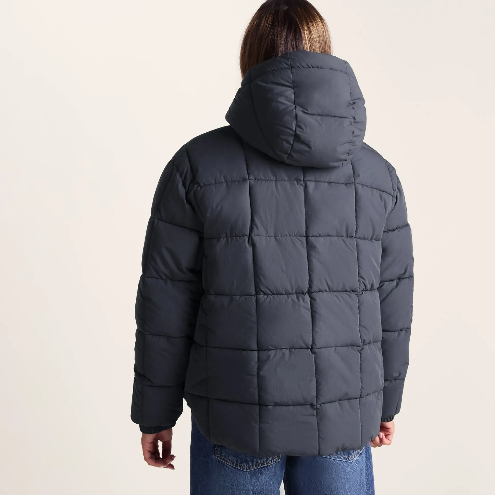 Else Womens Oversized Shower Resistant Heavy Padded Jacket - Washed Blue