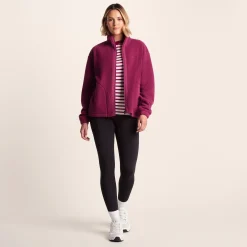 Emilie Womens Relaxed Fit Sherpa Fleece - Washed Burgundy