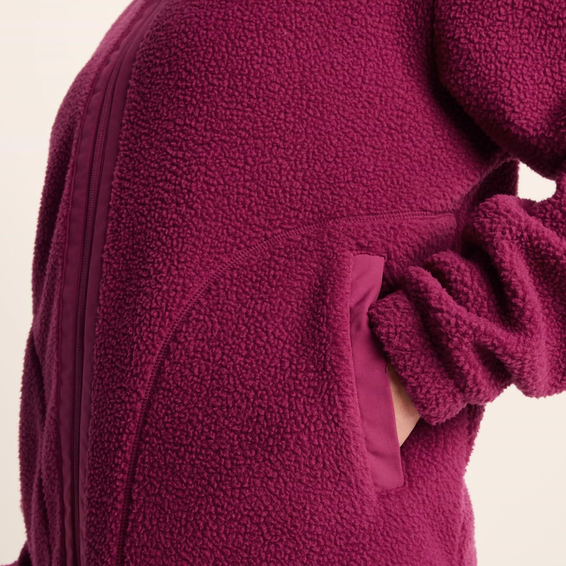 Emilie Womens Relaxed Fit Sherpa Fleece - Washed Burgundy