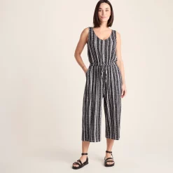 Emmie Womens Supersoft Jumpsuit - Black Doodle Stripe Print