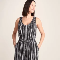 Emmie Womens Supersoft Jumpsuit - Black Doodle Stripe Print