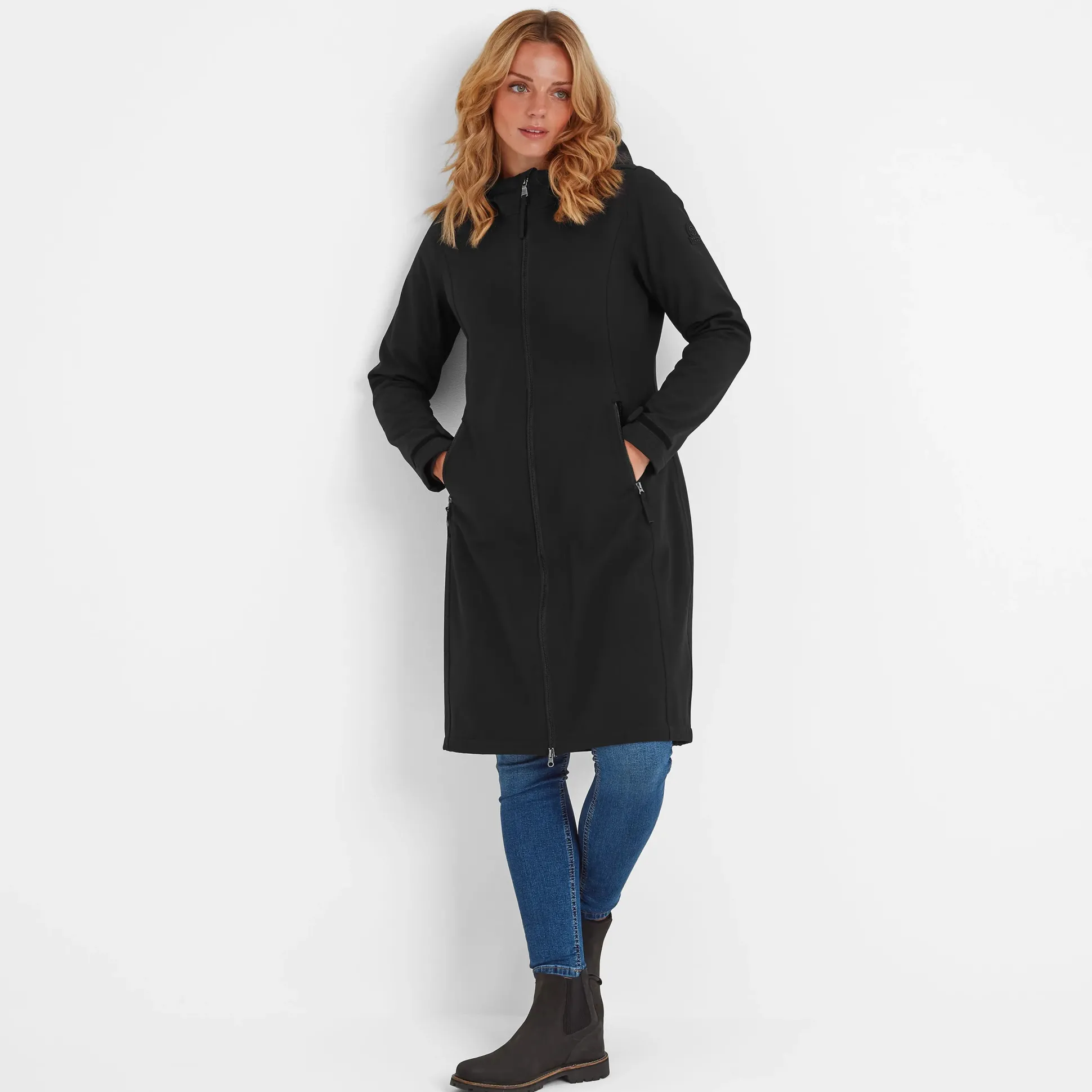 Enya Womens Longline Waterproof Softshell Jacket - Black