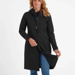 Enya Womens Longline Waterproof Softshell Jacket - Black