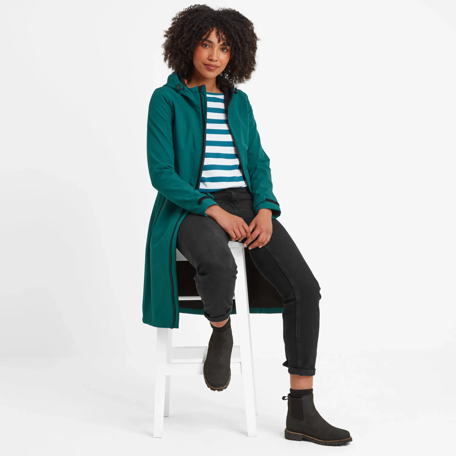 Enya Womens Longline Waterproof Softshell Jacket - Deep Teal