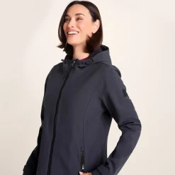 Enya Womens Longline Waterproof Softshell Jacket - Dark Indigo