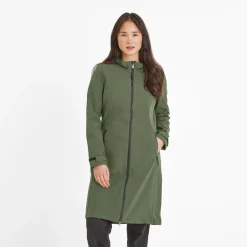 Enya Womens Longline Waterproof Softshell Jacket - Dark Green