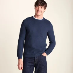 Ethan Mens Crew Neck Knit Jumper - Smokey Blue