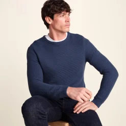 Ethan Mens Crew Neck Knit Jumper - Smokey Blue
