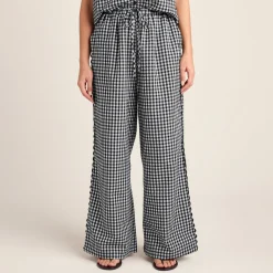 Fearne Womens Gingham Trousers - Black Check