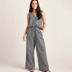 Fearne Womens Gingham Trousers - Black Check