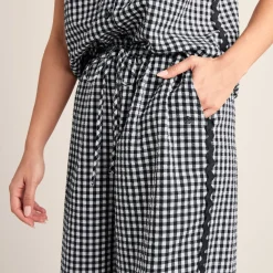 Fearne Womens Gingham Trousers - Black Check