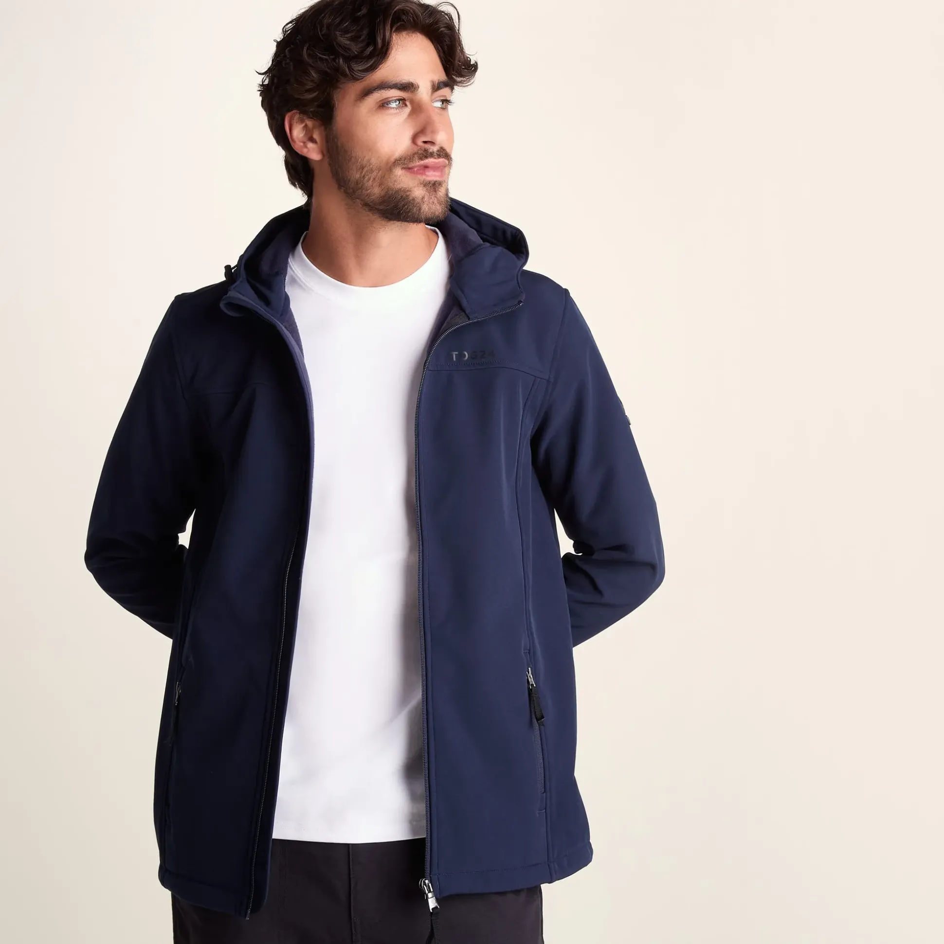 Feizor Mens Shower Resistant Softshell Hooded Jacket - Navy
