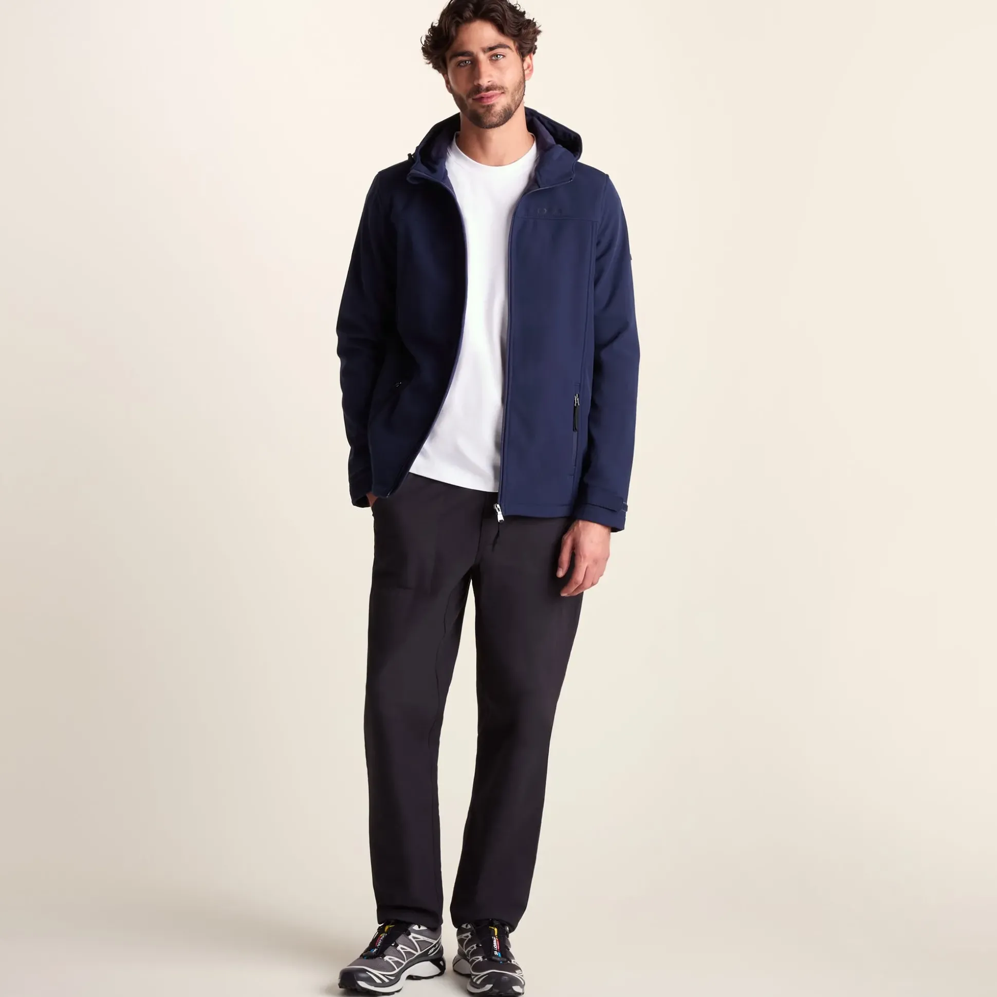 Feizor Mens Shower Resistant Softshell Hooded Jacket - Navy