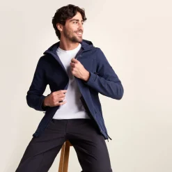 Feizor Mens Shower Resistant Softshell Hooded Jacket - Navy