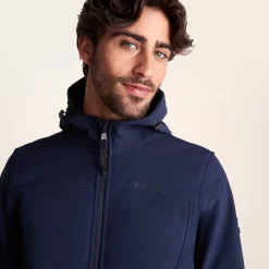 Feizor Mens Shower Resistant Softshell Hooded Jacket - Navy