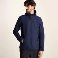 Feizor Mens Shower Resistant Softshell Hooded Jacket - Navy