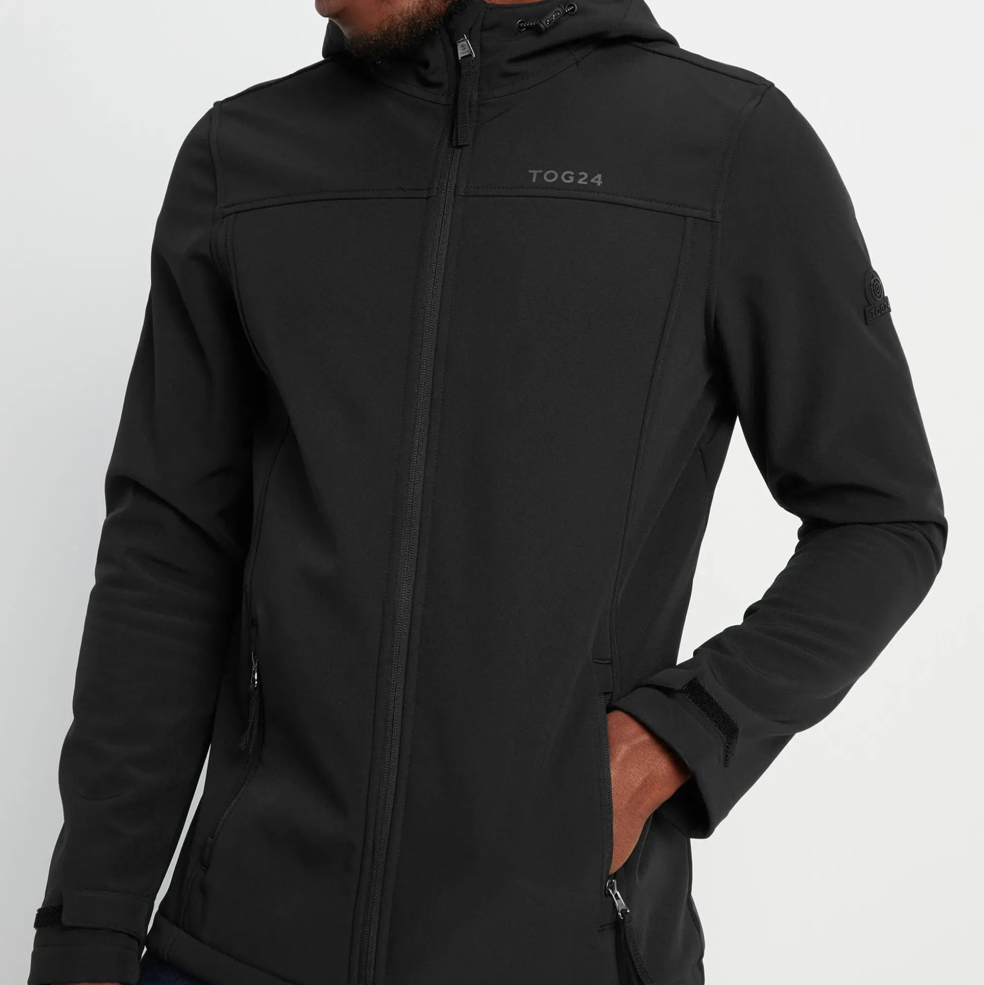 Feizor Mens Shower Resistant Softshell Hooded Jacket - Black