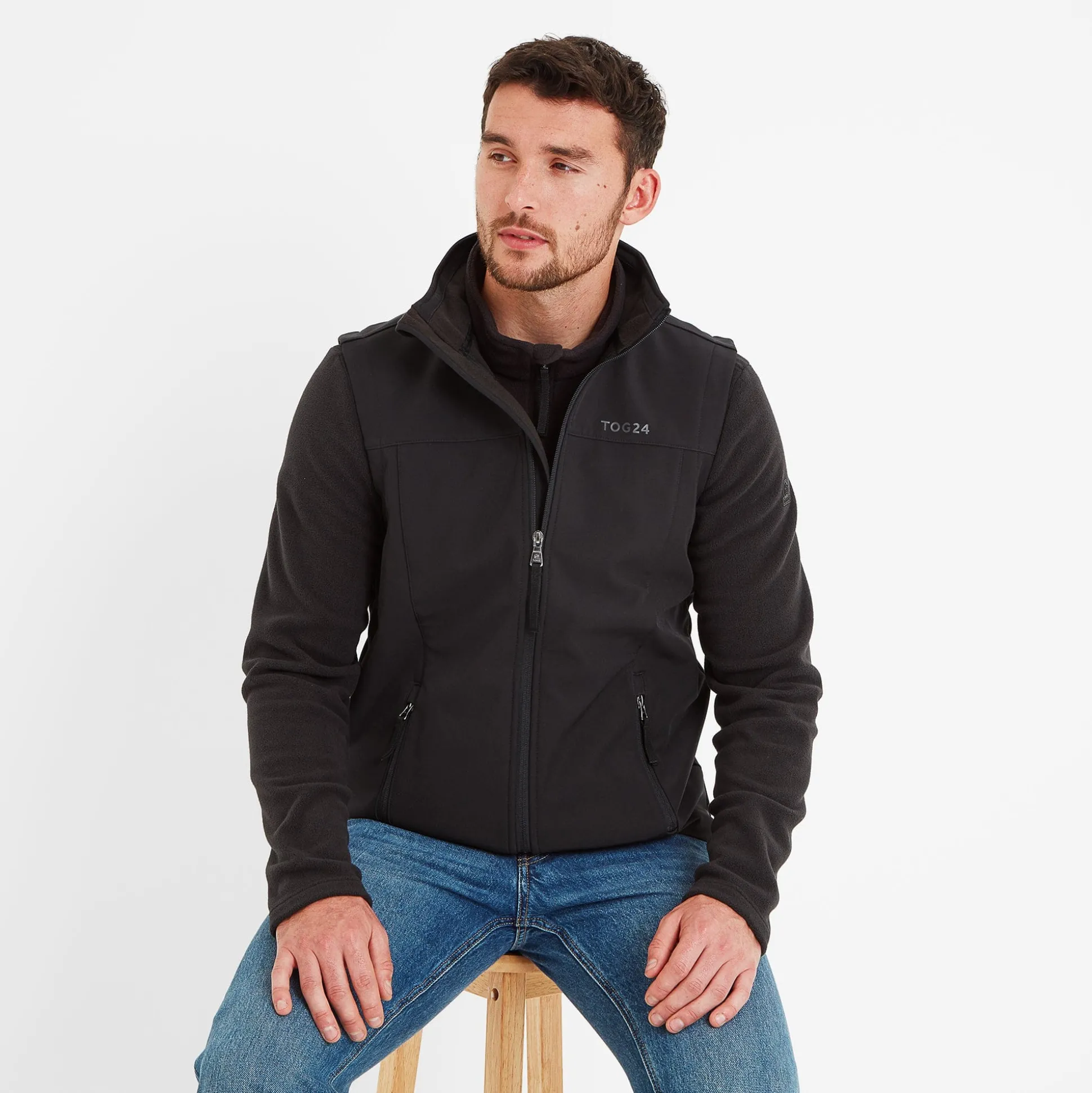 Feizor Mens Shower Resistant Softshell Gilet - Black