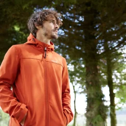 Feizor Mens Shower Resistant Softshell Hooded Jacket - Burnt Orange