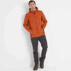 Feizor Mens Shower Resistant Softshell Hooded Jacket - Burnt Orange