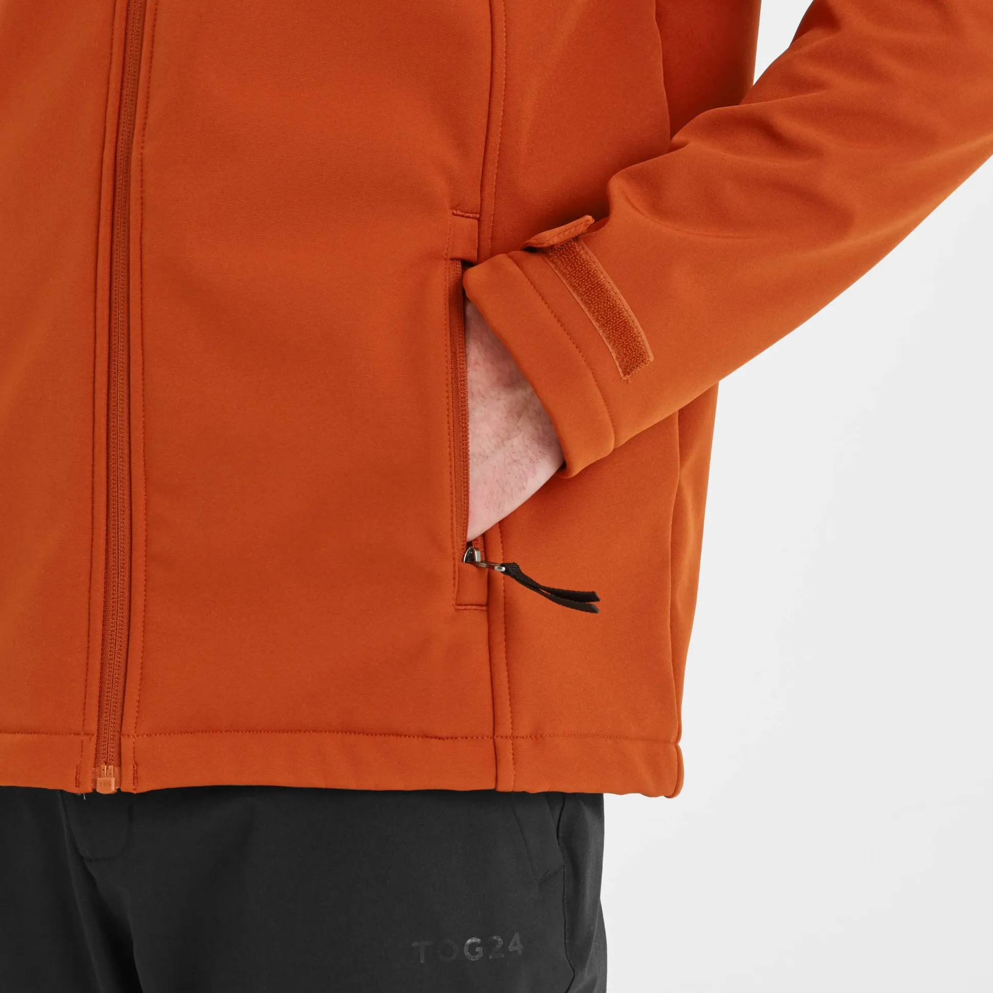 Feizor Mens Shower Resistant Softshell Hooded Jacket - Burnt Orange